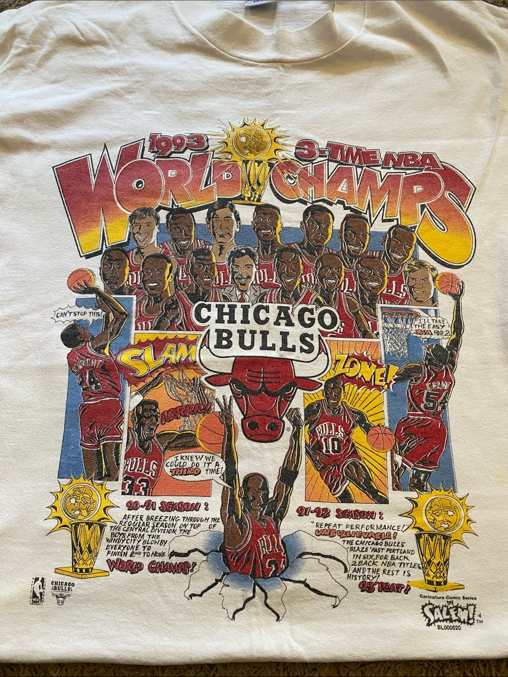 VTG. Chicago Bulls 1993 (3 time NBA World Champs) t shirt/XL